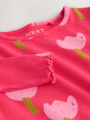 NEXT - NCNMD-Lightweight Tops-Pink/Red Flower Rib