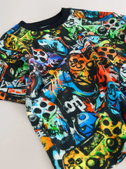 Black Graffiti Controller Relaxed Fit Short Sleeve All-Over Print T-Shirt (3-16yrs)