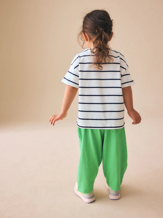 Green Rainbow Short Sleeve Top and Barrel Trousers Set