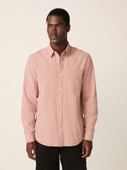 Red Regular Fit Stripe Cotton Long Sleeve Shirt
