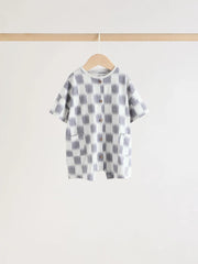Neutral Sunbaked Printed Button Through Jersey Baby Rompers 3 Pack