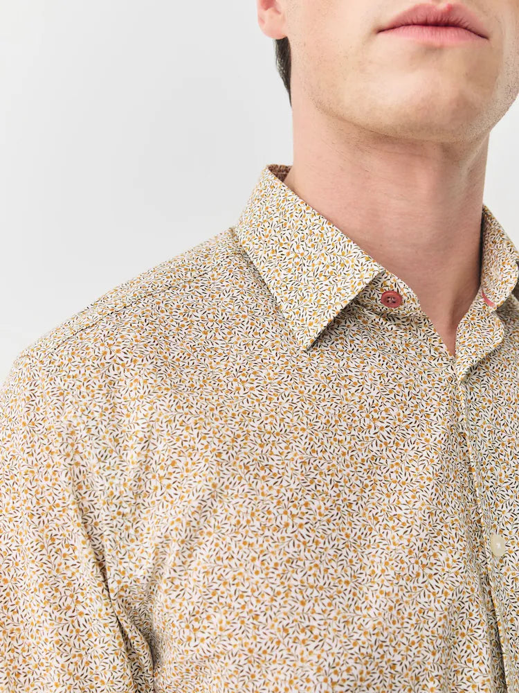 Yellow Ditsy Floral Regular Fit N. Premium Long Sleeve Shirt