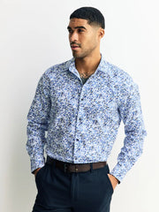 Blue/White Floral Regular Fit N. Premium Long Sleeve Shirt