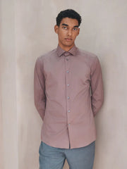 Dusky Pink Slim Fit Cotton Stretch Long Sleeve Formal Shirt