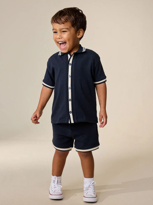 Navy Short Sleeve Shirt and Shorts Set