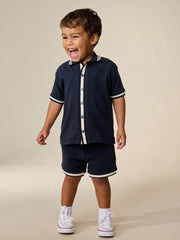 Navy Short Sleeve Shirt and Shorts Set