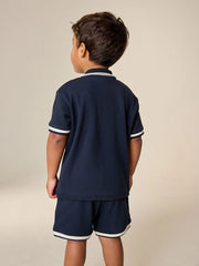 Navy Short Sleeve Shirt and Shorts Set