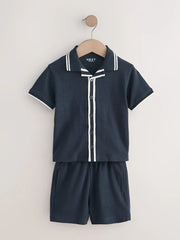 Navy Short Sleeve Shirt and Shorts Set