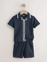 Navy Short Sleeve Shirt and Shorts Set
