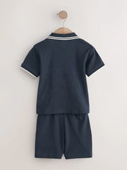 Navy Short Sleeve Shirt and Shorts Set