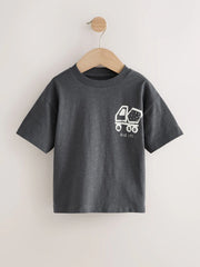 Black Digger Short Sleeve Graphic T-Shirts 3 Pack (3mths-7yrs)