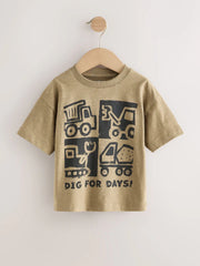Black Digger Short Sleeve Graphic T-Shirts 3 Pack (3mths-7yrs)