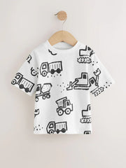 Black Digger Short Sleeve Graphic T-Shirts 3 Pack (3mths-7yrs)