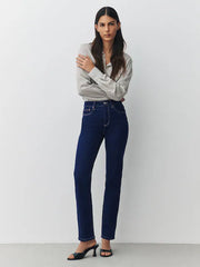 Rinse Blue Slim Mid Rise Stretch Jeans