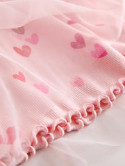 Pink Hearts Mesh Skirt Dress - Pink