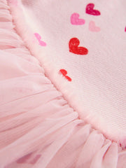 Pink Hearts Mesh Skirt Dress - Pink