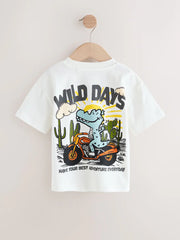 NEXT - White Dinosaur Oversized Short Sleeve Back Print T-Shirt (3mths-7yrs)