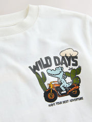 NEXT - White Dinosaur Oversized Short Sleeve Back Print T-Shirt (3mths-7yrs)