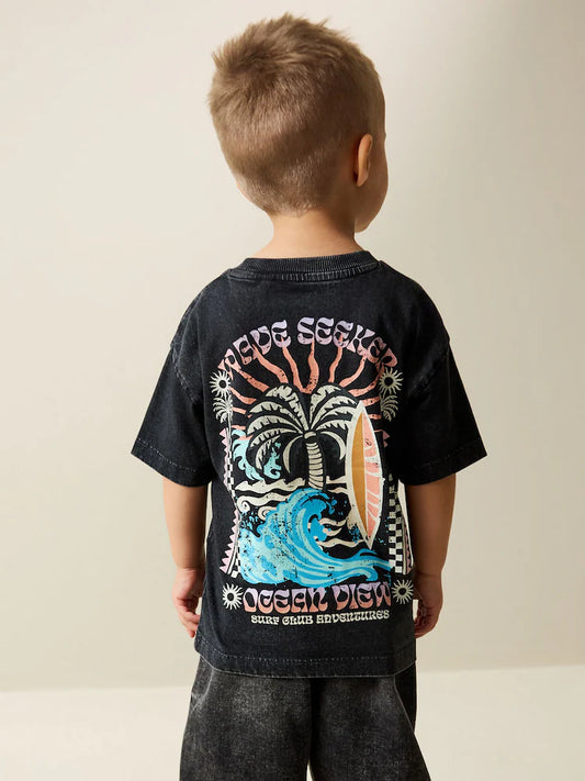 Pink Hearts Mesh Skirt Dress - Black