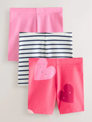 NEXT - Red Hearts Cycle Shorts 3 Pack (3mths-7yrs)