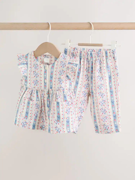 White Strawberry Baby Woven Top and Trousers Set 2 Piece (0mths-2yrs)
