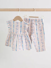 White Strawberry Baby Woven Top and Trousers Set 2 Piece (0mths-2yrs)