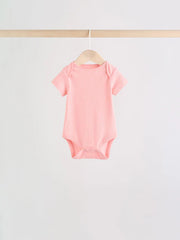 Fluro Pink Baby Short Sleeve Bodysuits 5 Pack
