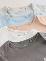 Blue 5 Pack Short Sleeve Baby Bodysuits