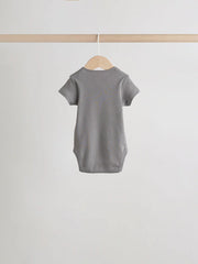 Blue 5 Pack Short Sleeve Baby Bodysuits