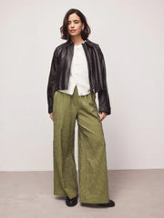Green/Navy Blue Gingham Wide Leg Trousers