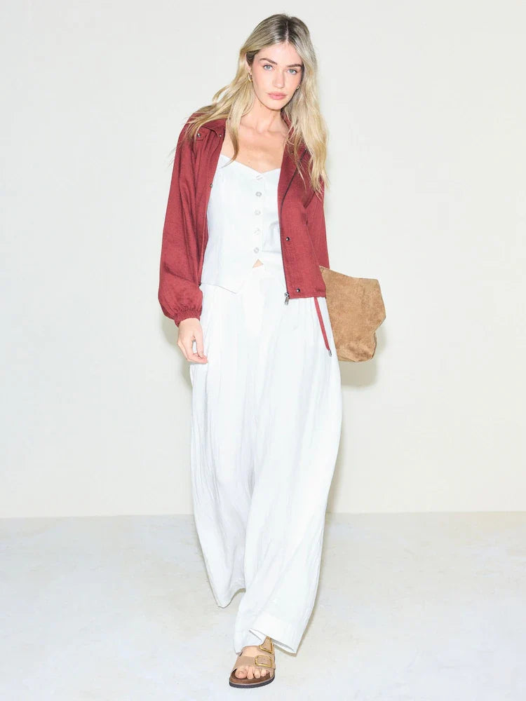 White Superwide Pleated Trousers