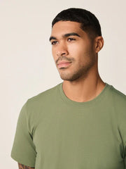 Moss Green Regular Fit Essential Crew Neck Cotton T-Shirt