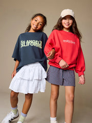 White Crinkle Tiered Skirt (3-16yrs)