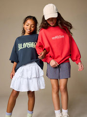 White Crinkle Tiered Skirt (3-16yrs)