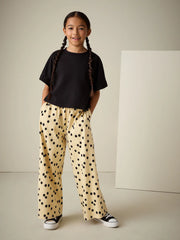 Yellow Spot Wide Leg Textured Trousers (3-16yrs)