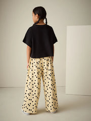Yellow Spot Wide Leg Textured Trousers (3-16yrs)