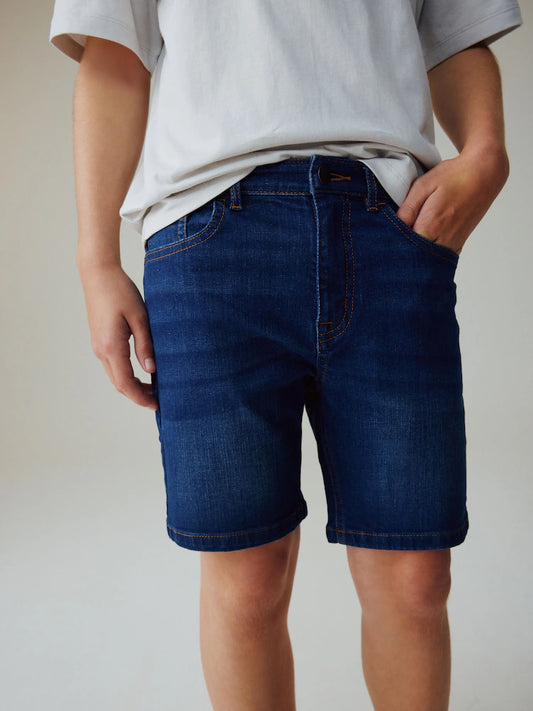 Dark Blue Single Denim Shorts (3-16yrs)