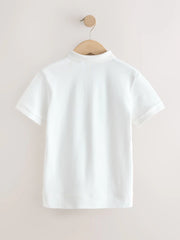 White Textured Short Sleeve Zip Neck Polo Shirt (3-16yrs)