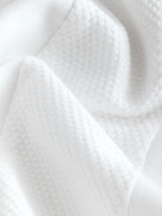 White Textured Short Sleeve Zip Neck Polo Shirt (3-16yrs)