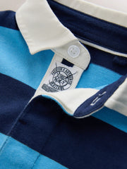 NEXT - Blue/Navy Stripe Short Sleeve Rugby Polo Shirt (3mths-7yrs)
