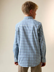 Blue Gingham Single Oxford Shirt (3-16yrs)