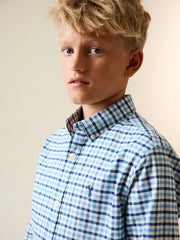 Blue Gingham Single Oxford Shirt (3-16yrs)