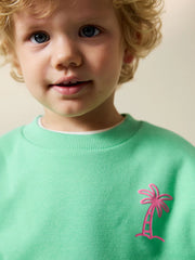 Green Palm Tree Printed Crew Neck Sweat Top (3mths-7yrs)