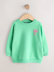 Green Palm Tree Printed Crew Neck Sweat Top (3mths-7yrs)