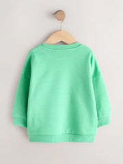 Green Palm Tree Printed Crew Neck Sweat Top (3mths-7yrs)