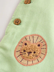 Green Safari Animal Baby Twill Dungarees and Bodysuit Set (0mths-2yrs)