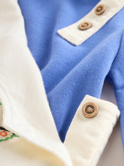 Neutral/Blue Characters Baby Twill Dungarees and Bodysuit Set
