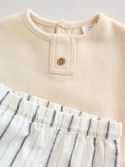Neutral Stripe Sweat Top and Trousers Baby Set (0mths-2yrs)