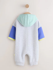 Grey Colour block Hooded Baby Sweat Romper (0mths-3yrs)