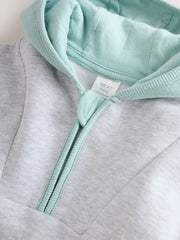 Grey Colour block Hooded Baby Sweat Romper (0mths-3yrs)